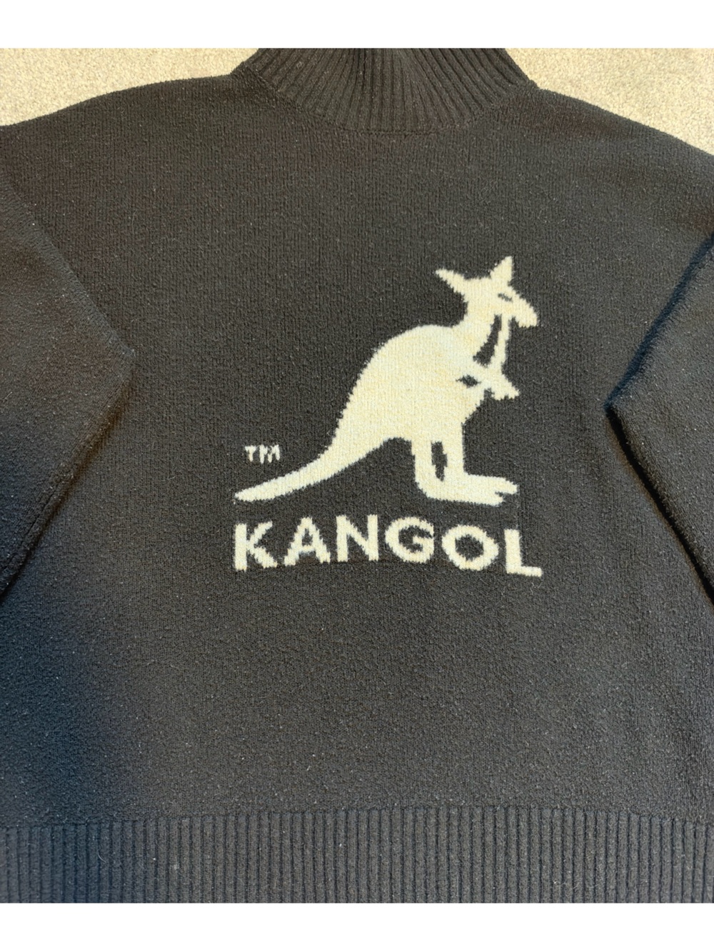 Kangol x H&M  COLAB - Knit Sweater Black Logo Oversized Crewneck Size XS
